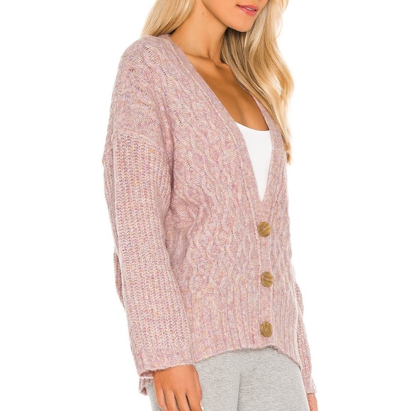 Free People Molly Cable Knit Cardigan Pink Angel Food Cake Women's Small - Picture 15 of 16